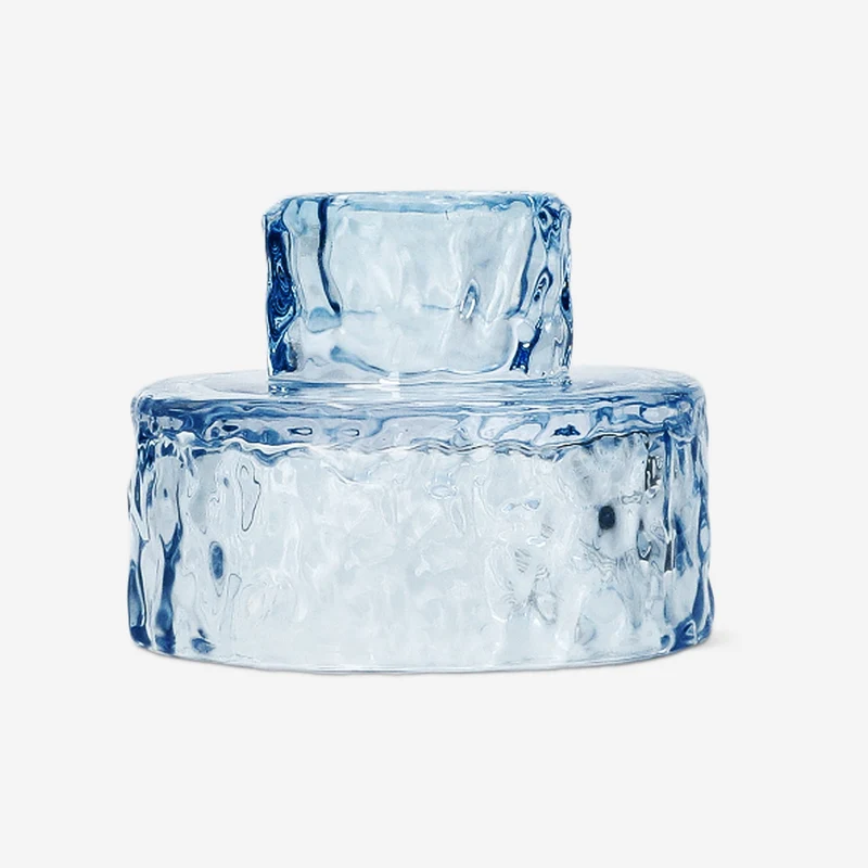 Blue reversible candle and tea light holder