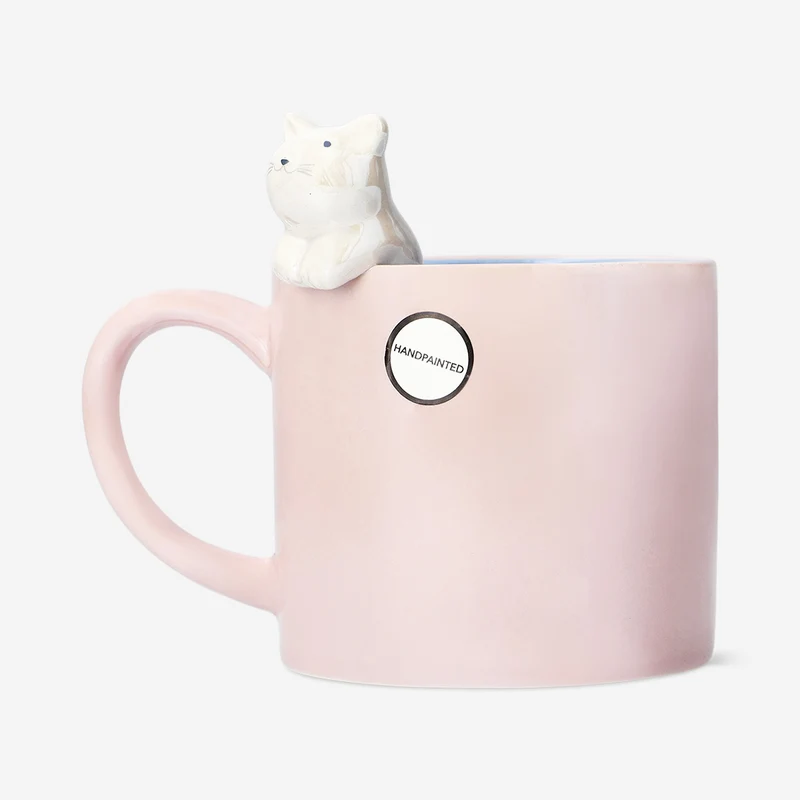 Pink mug with 3D cat - 465 ml