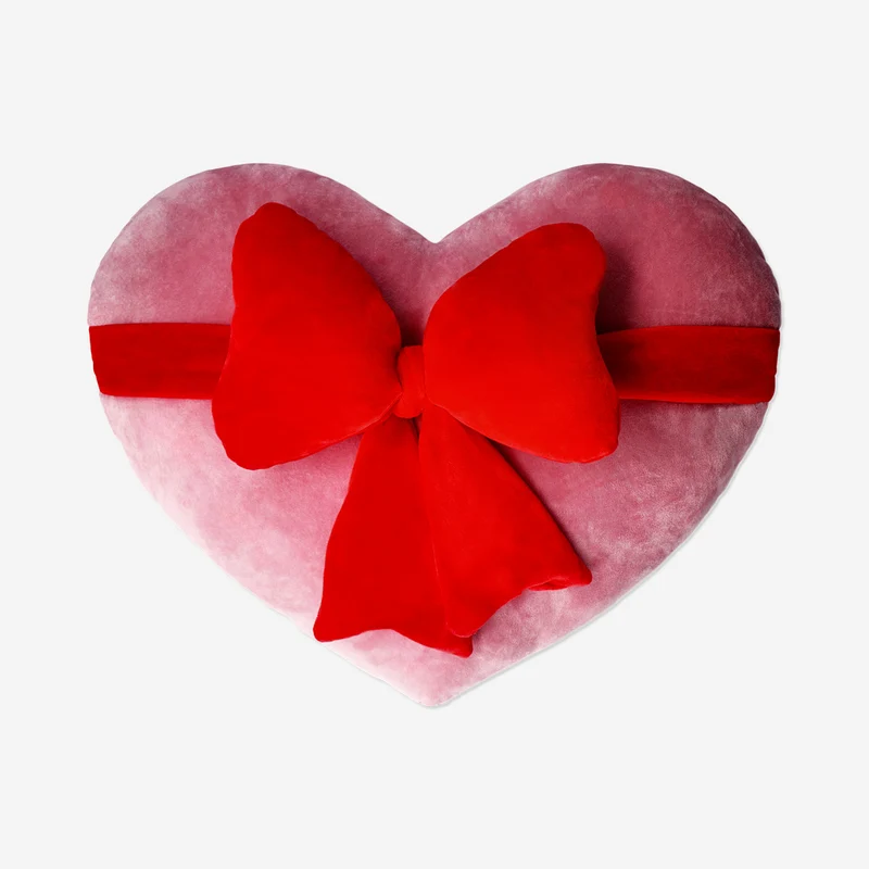 Red heart with bow cushion