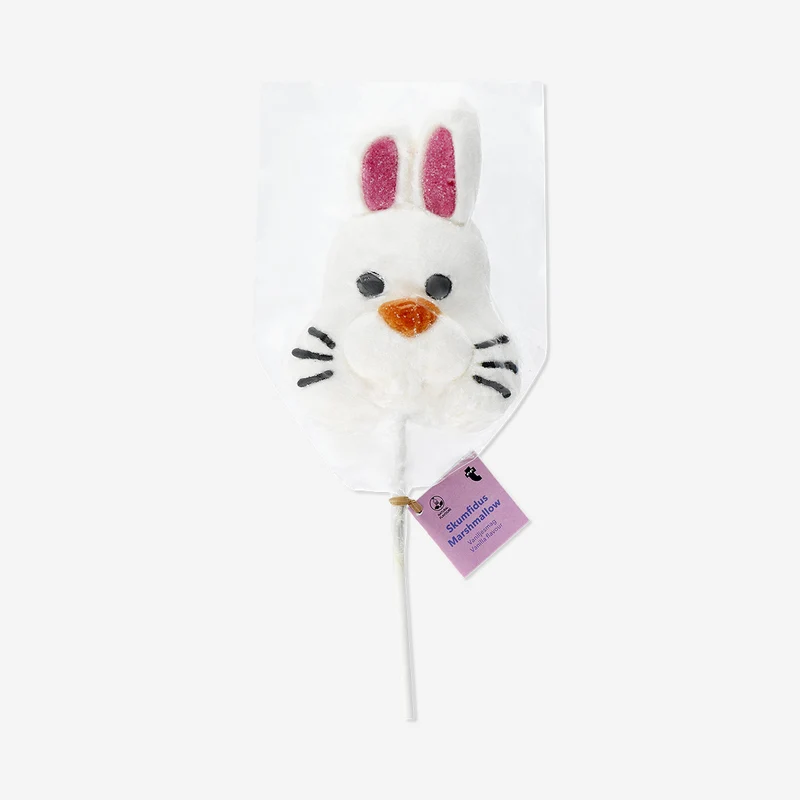 Marshmallow bunny face on a stick