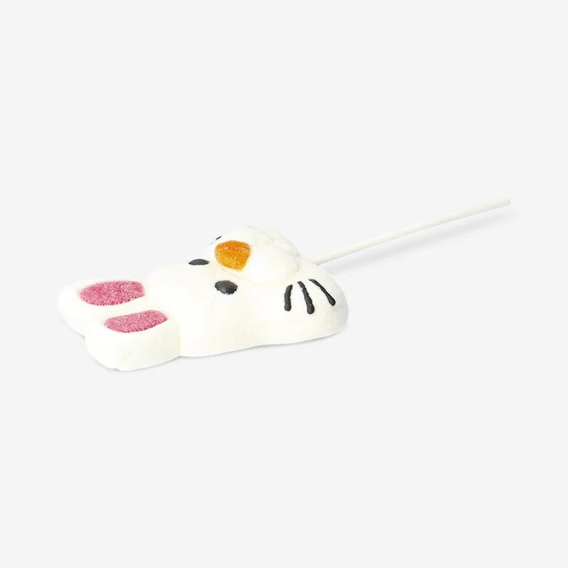 Marshmallow bunny face on a stick