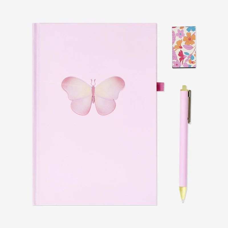 A5 butterfly bullet planner with pen and magnetic bookmark