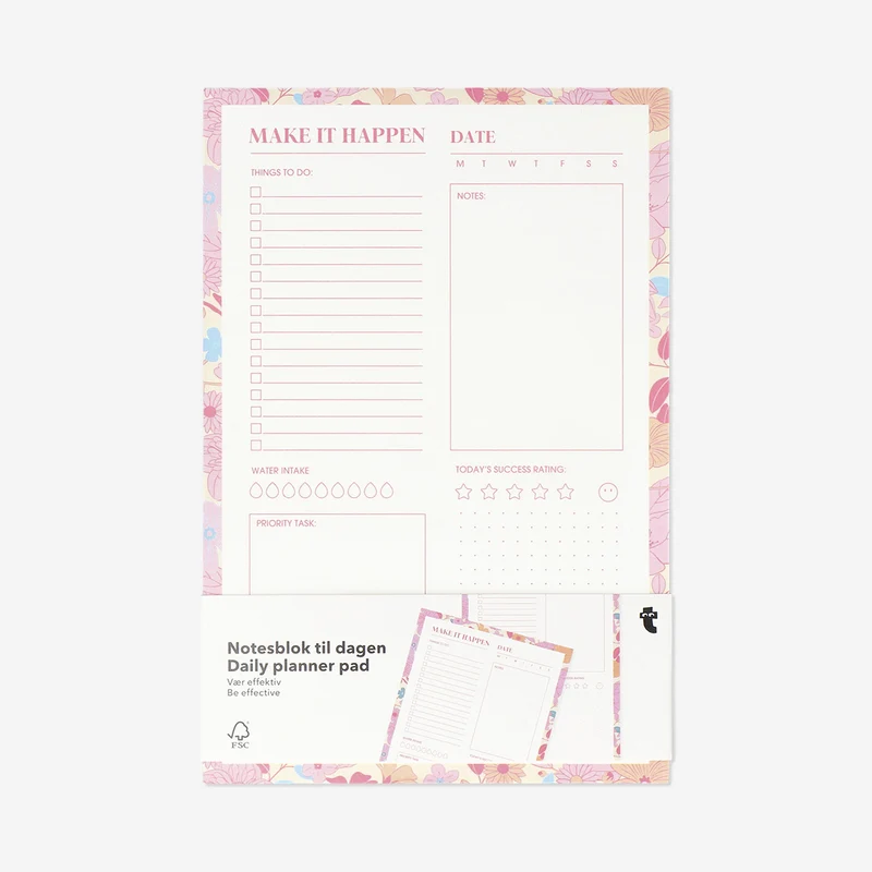 A5 pink daily planner pad