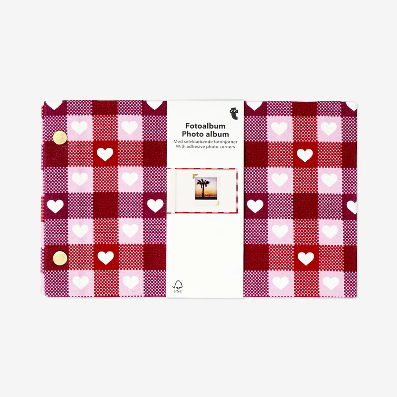 Photo album with red hearts
