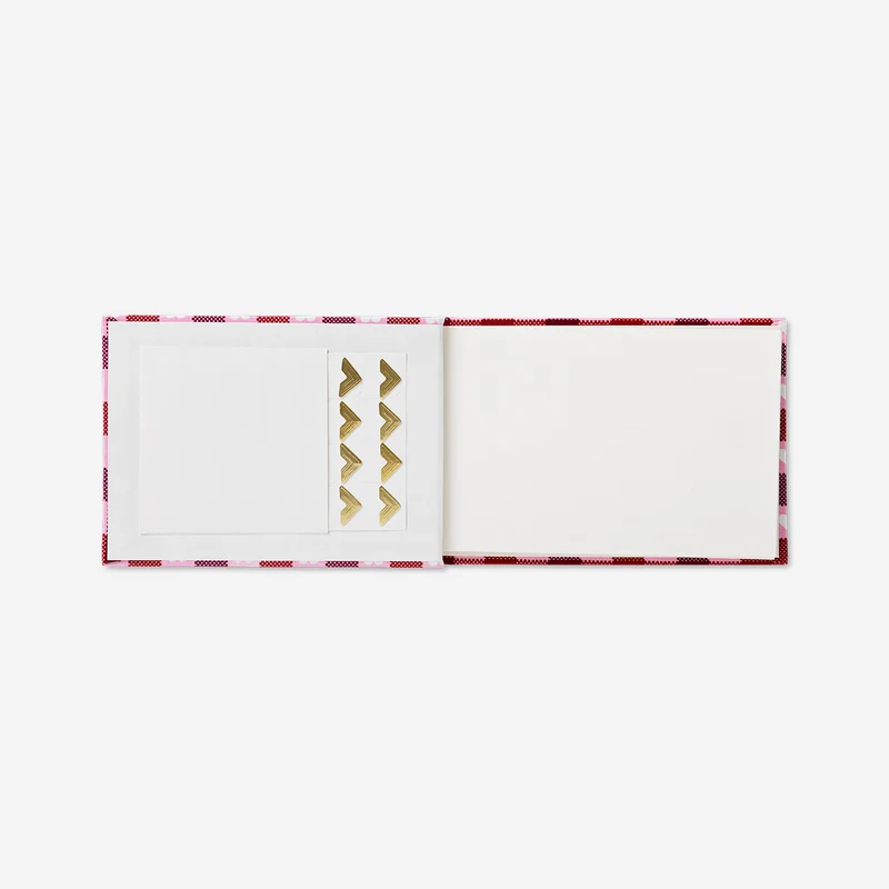 Photo album with red hearts
