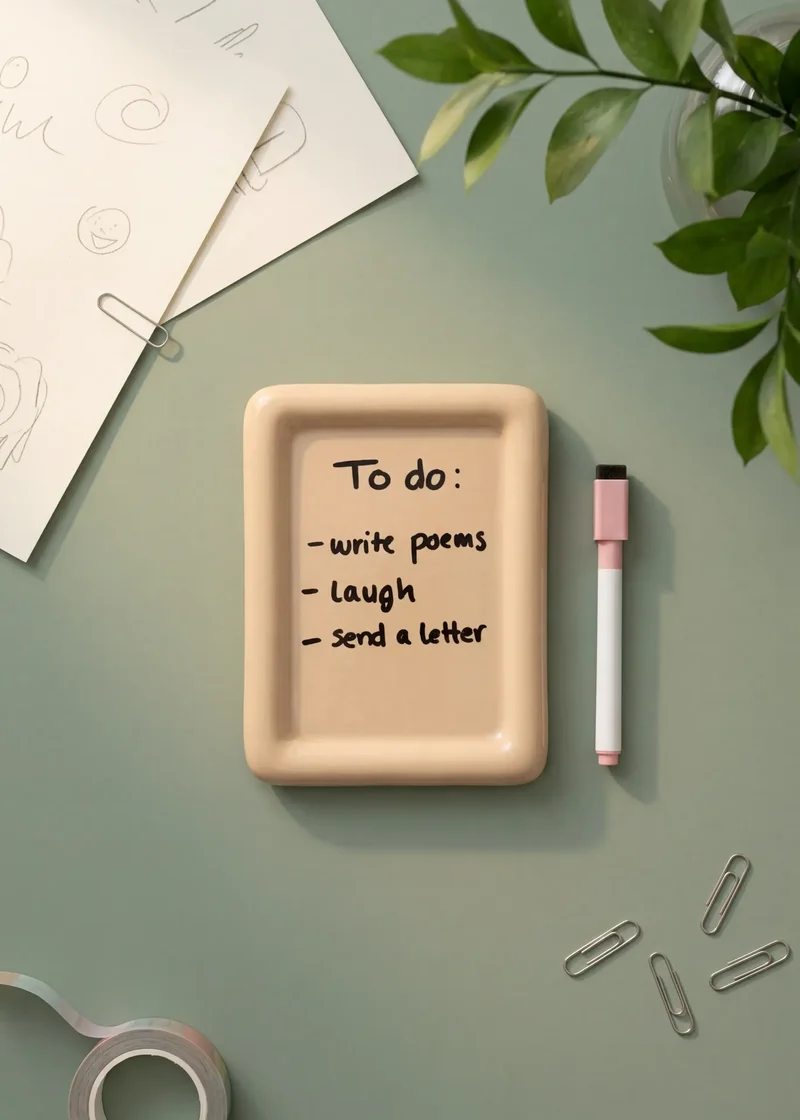 Ceramic note dish with marker