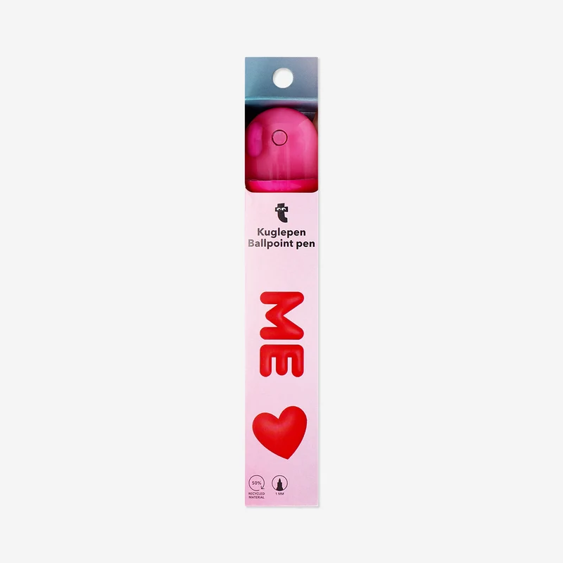 Ballpoint pen with pink heart topper