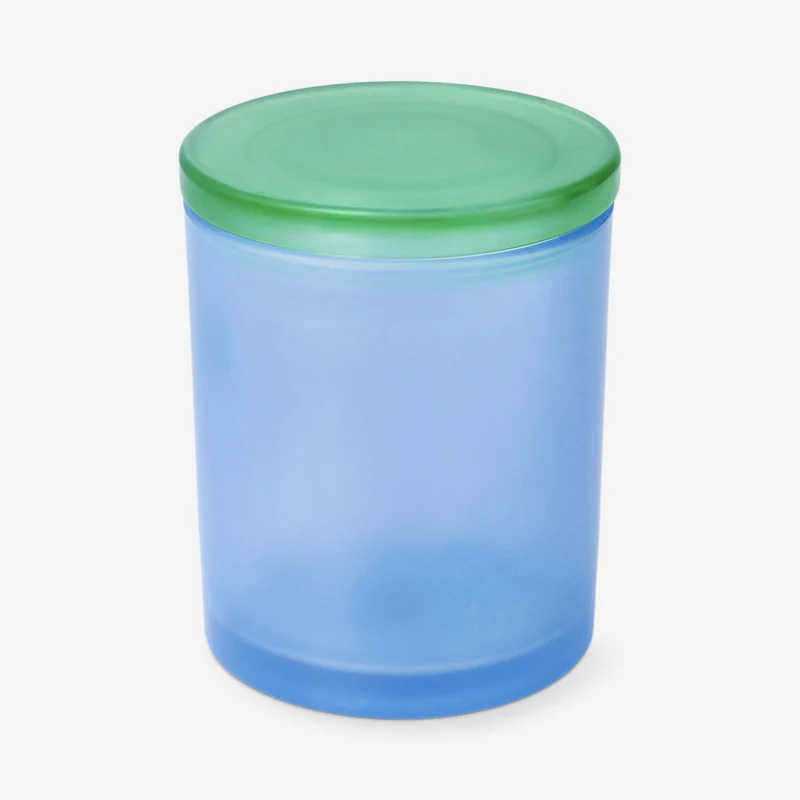 Frosted blue glass decorative jar