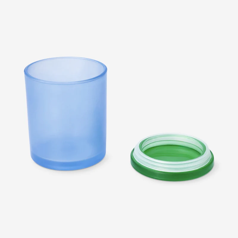 Frosted blue glass decorative jar