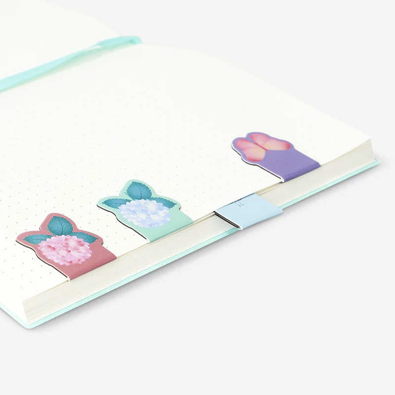 Magnetic hydrangea and butterfly bookmarks - 4 pcs