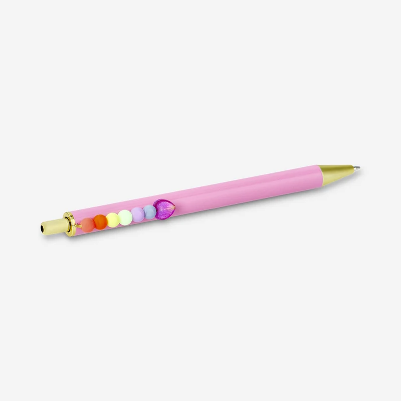 Pink ballpoint pen with beads