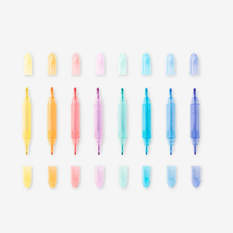 Dual tip highlighters in 2 sizes - 8 pcs