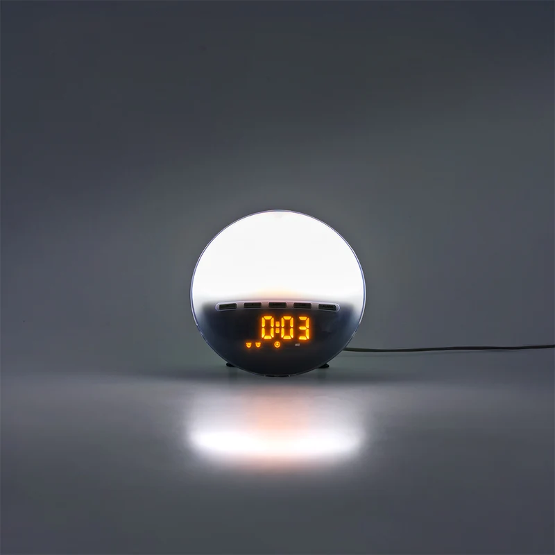 Digital sunrise alarm clock with light settings