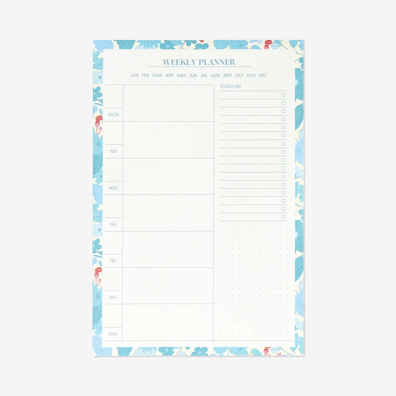 A5 blue weekly planner pad