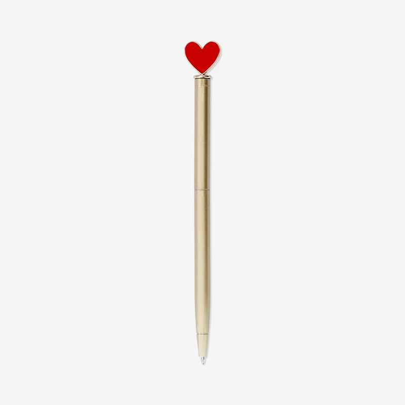 Gold ballpoint pen with heart topper