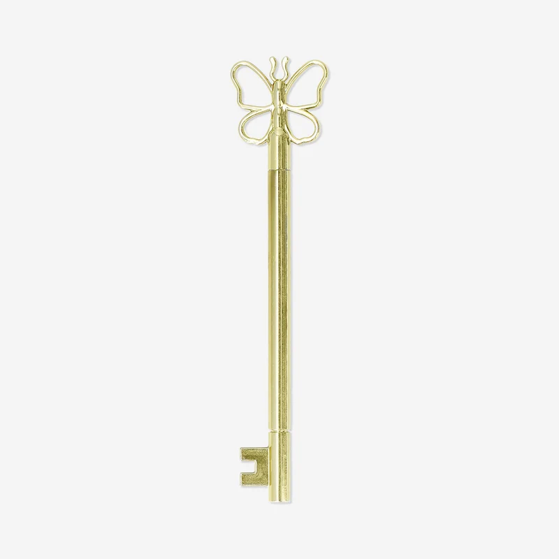 Gold ballpoint pen with butterfly