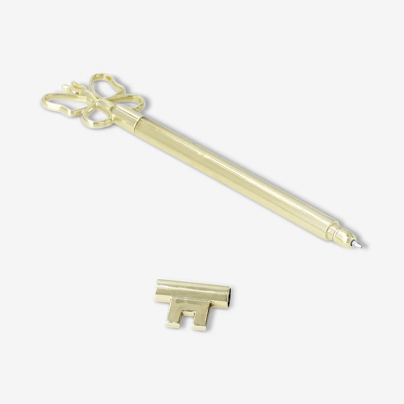 Gold ballpoint pen with butterfly