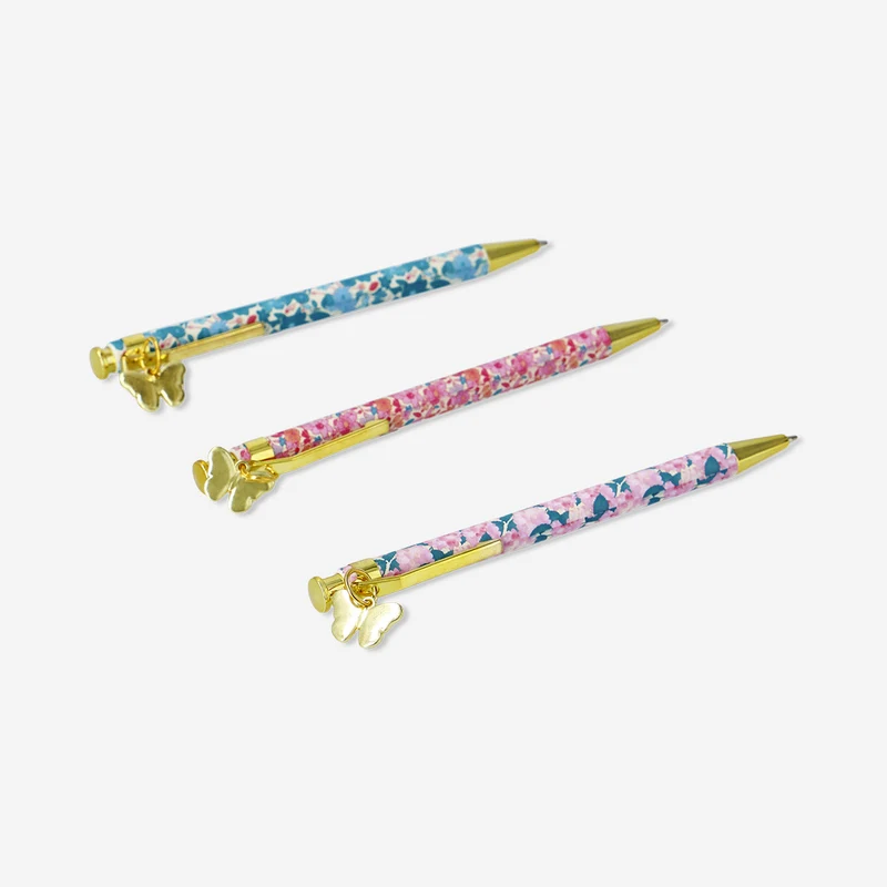Ballpoint pens with butterfly toppers - 3 pcs