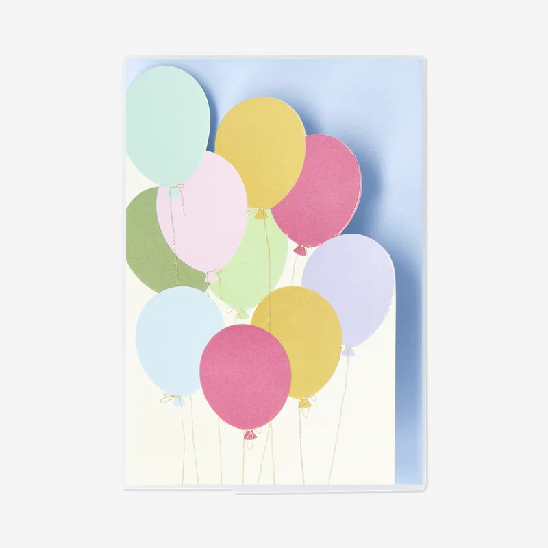 Greetings card with cut out balloons