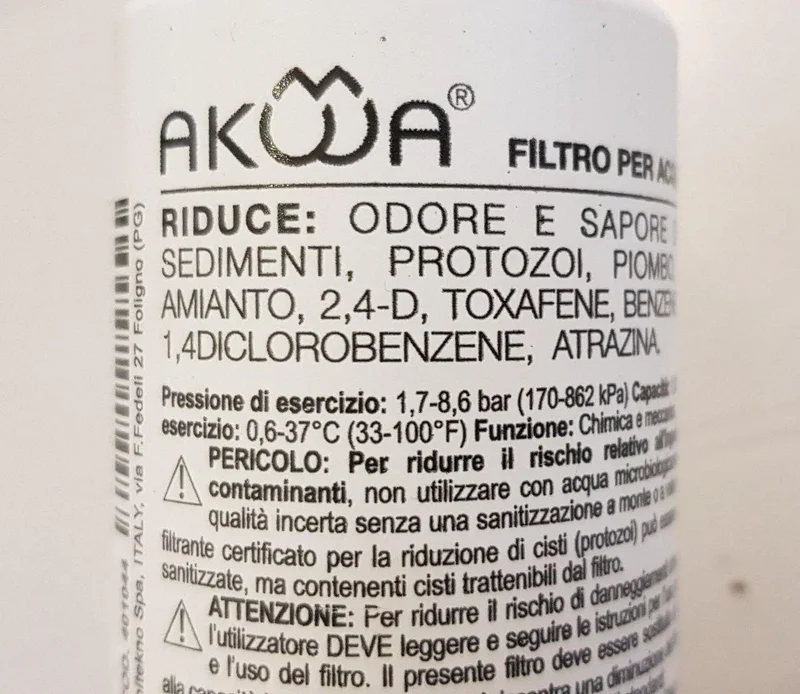 Filtro di ricambio macchina per acqua "akwa" kw801 kw802s Unitekno