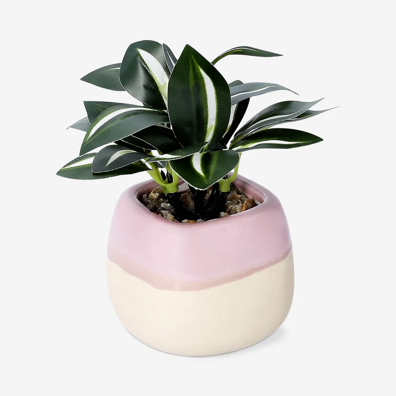 Faux succulent in pink ceramic pot