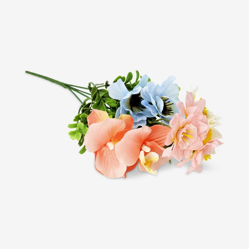 Decorative blue and yellow bouquet - 37 cm