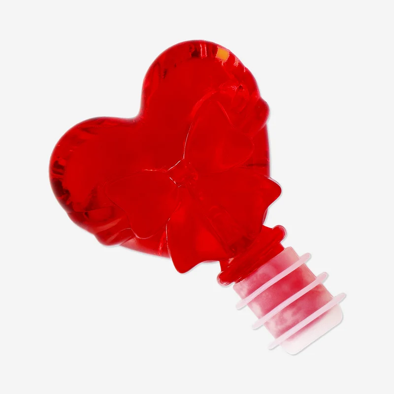 Red heart with bow wine stopper