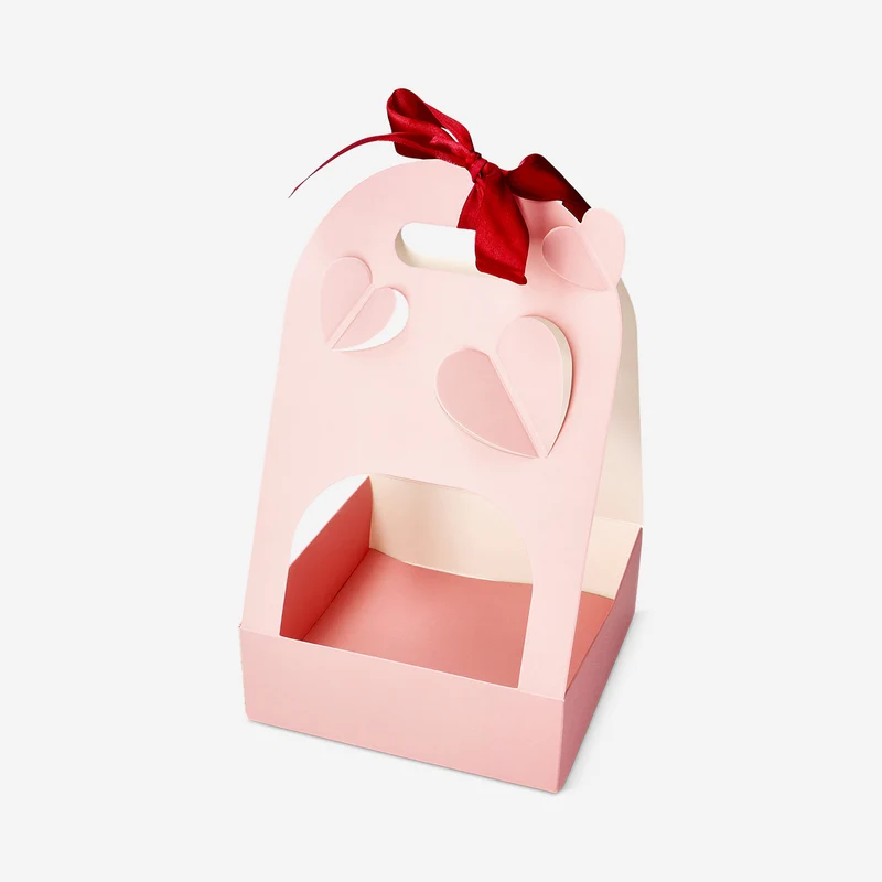 Pink gift basket with ribbon
