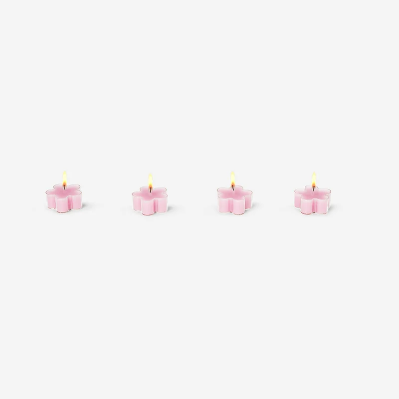 Set of pink flower tealights - 4 pcs