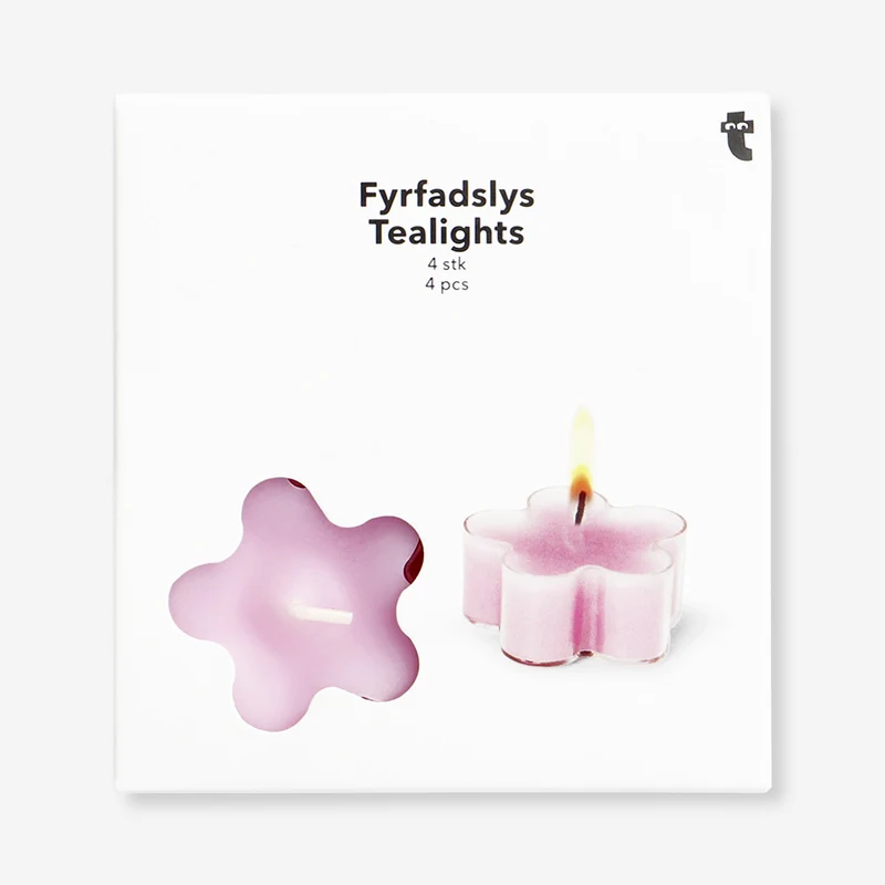 Set of pink flower tealights - 4 pcs