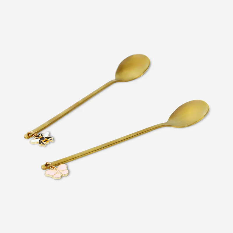 Dessert spoons with butterfly toppers - 2 pcs