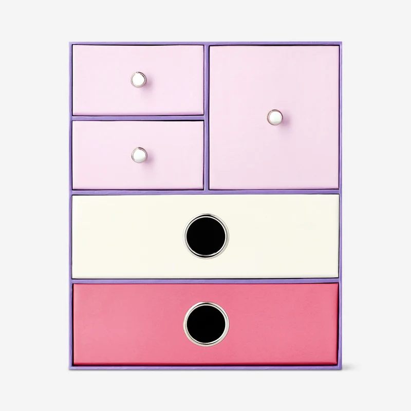 Purple desk tidy with drawers