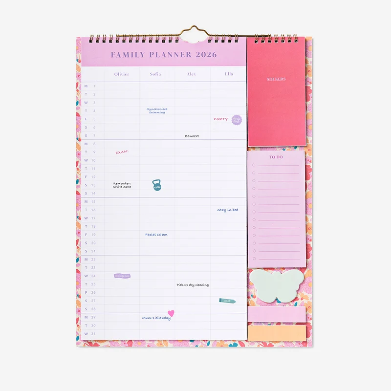 Family planner with stickers 2026 - English