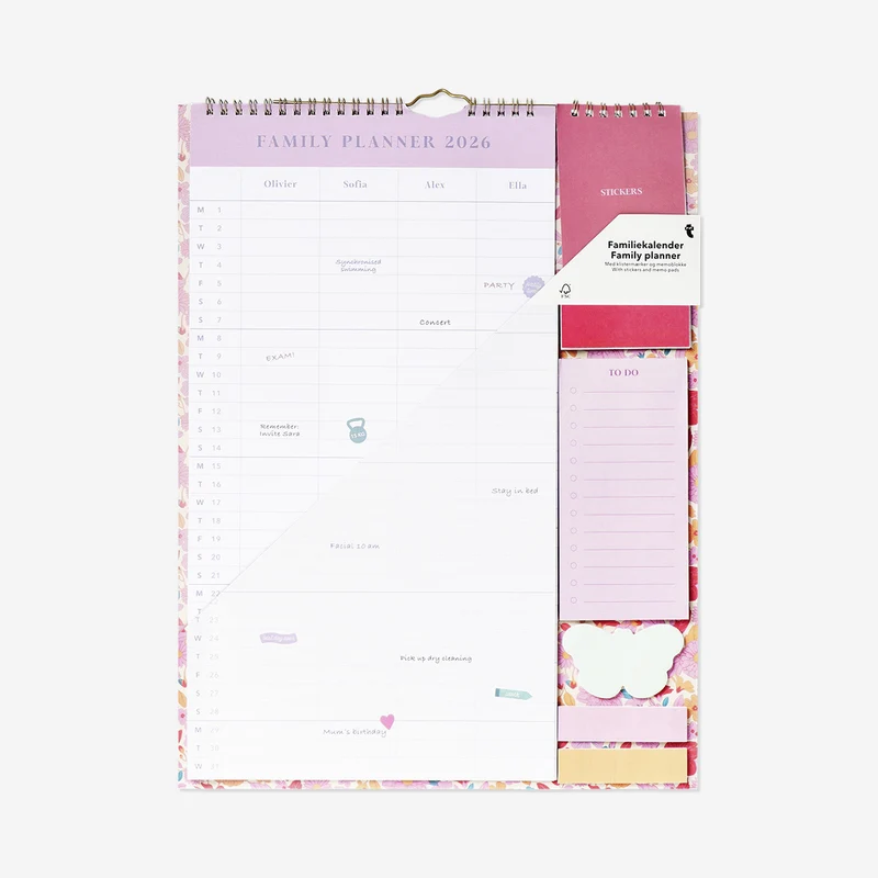 Family planner with stickers 2026 - English