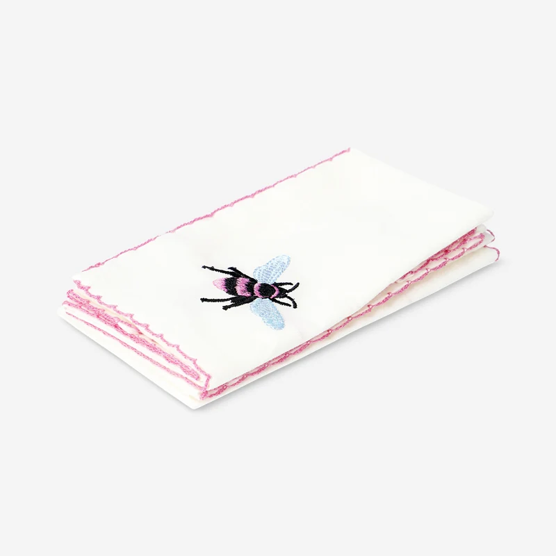 Embroidered bee fabric napkins - 2 pcs