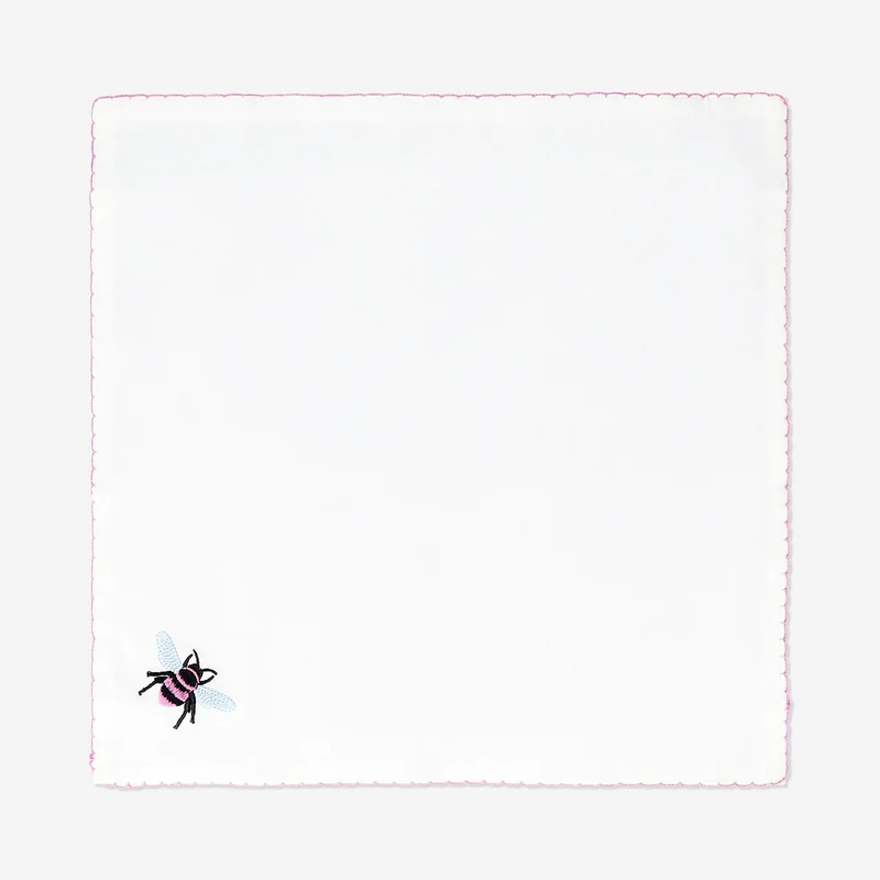 Embroidered bee fabric napkins - 2 pcs