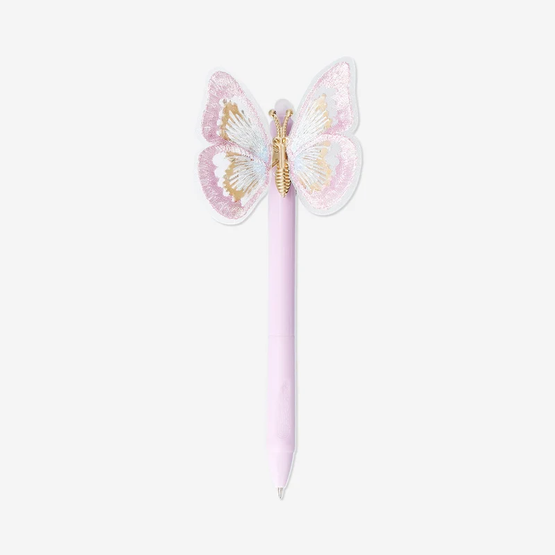 Pink erasable pen with butterfly