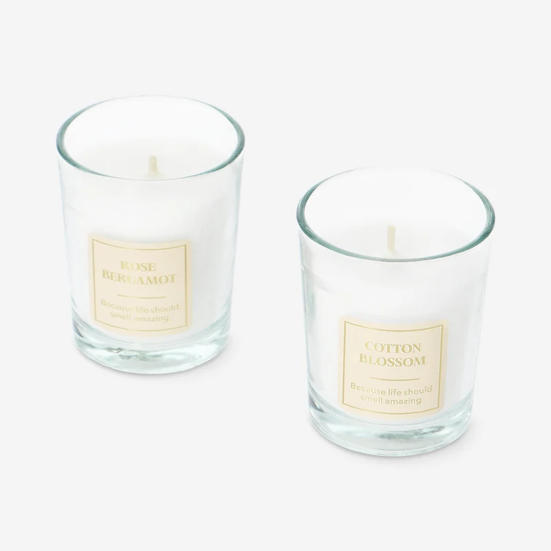 Scented candles with linen, rose and bergamot fragrance - 2 pcs