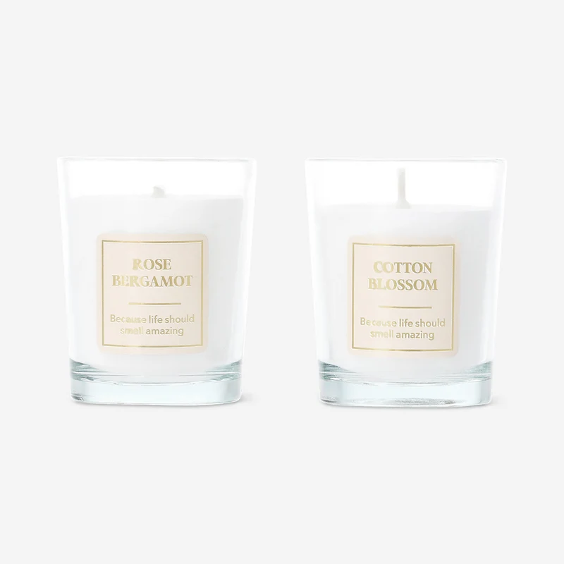 Scented candles with linen, rose and bergamot fragrance - 2 pcs