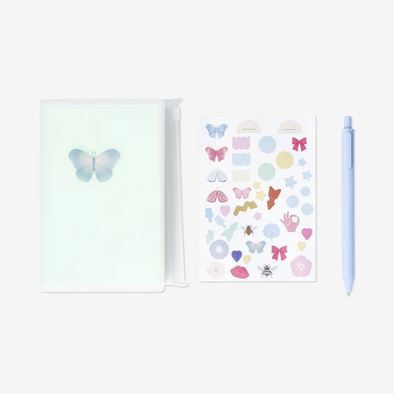 A6 butterfly notebook with zip pocket