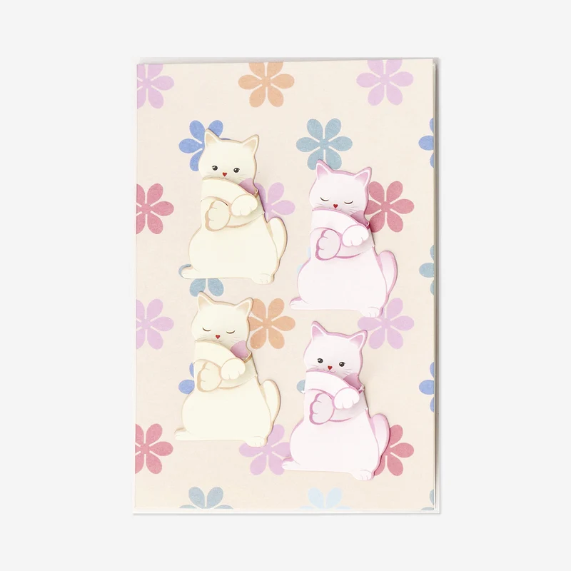Greetings card with mini cat hugs