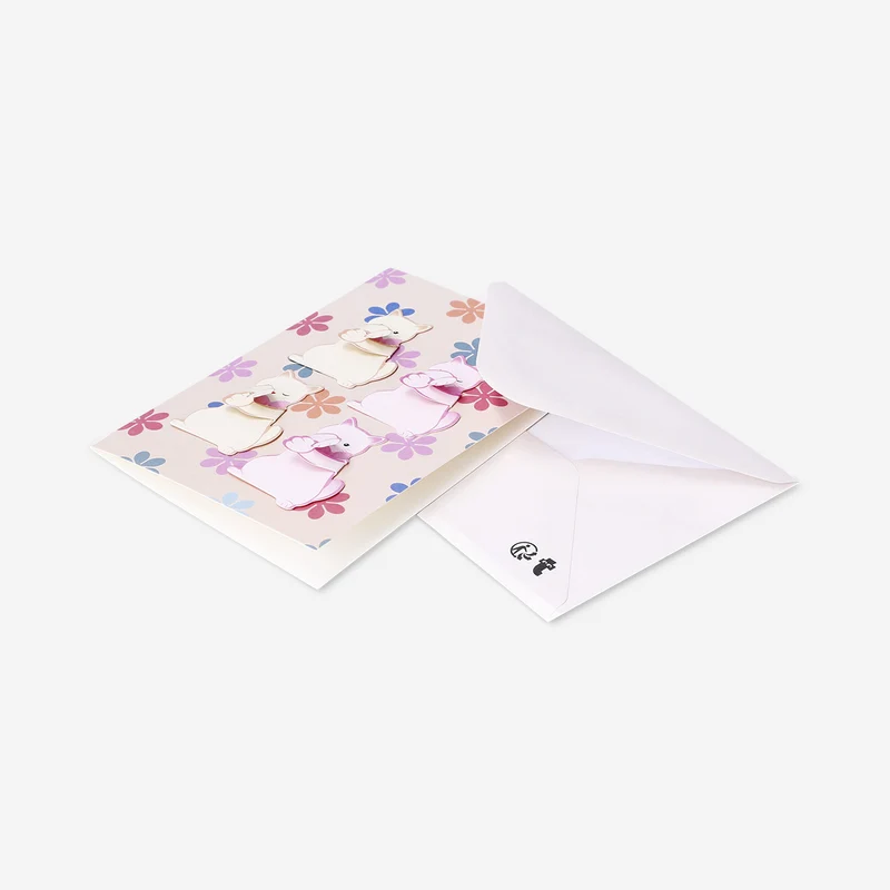 Greetings card with mini cat hugs