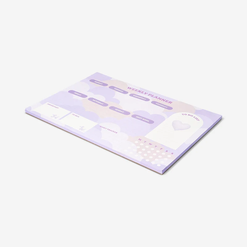 Purple weekly planner with goals