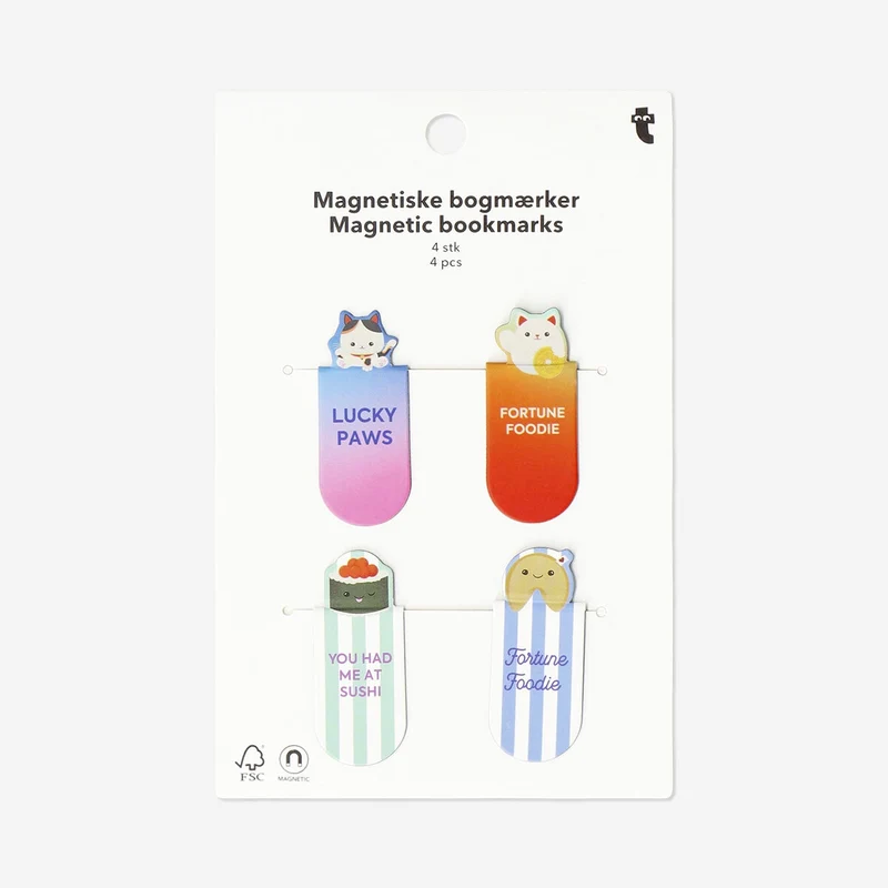 Magnetic bookmarks with Kawaii icons - 4 pcs