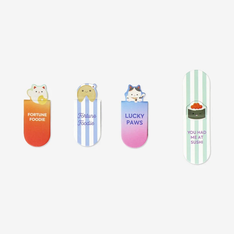 Magnetic bookmarks with Kawaii icons - 4 pcs