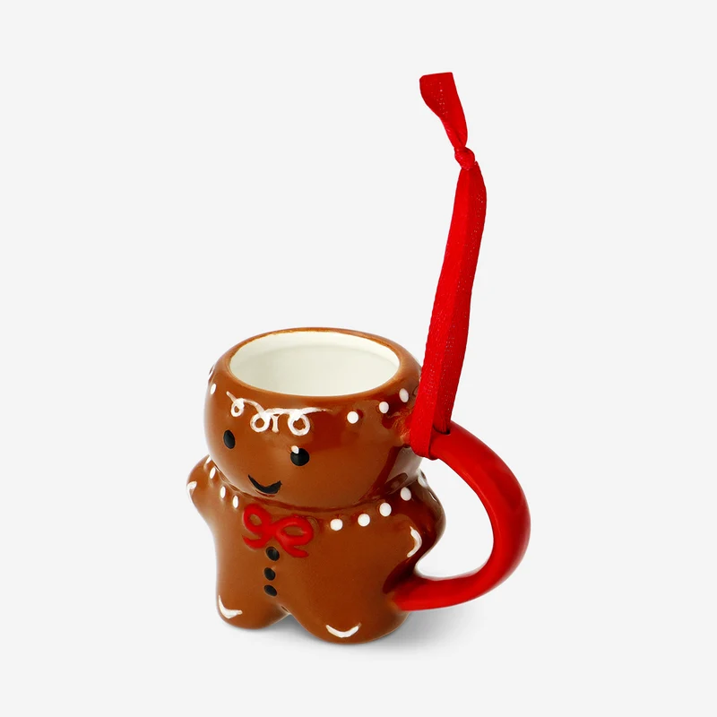 Mini gingerbread man mug ornament
