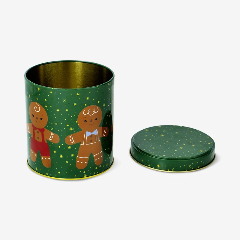 Cylindrical cake tin with gingerbread men - 12 cm