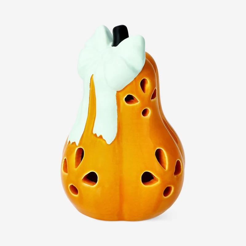 Luminous pumpkin with bow - 14 cm
