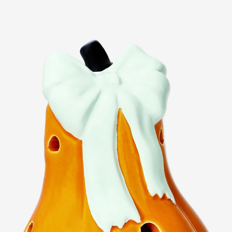 Luminous pumpkin with bow - 14 cm