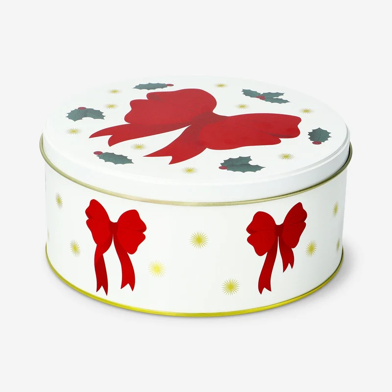 Christmas cake tin with bow print - 20 cm